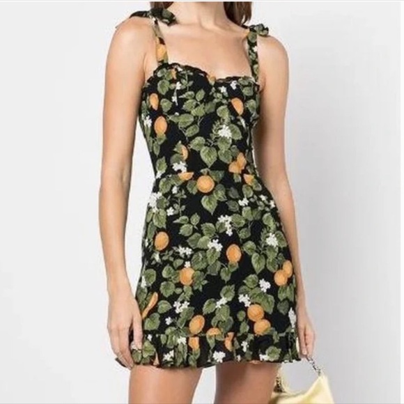Reformation Dress Christine Oranges Fruit Sz M/8 - Picture 2 of 4